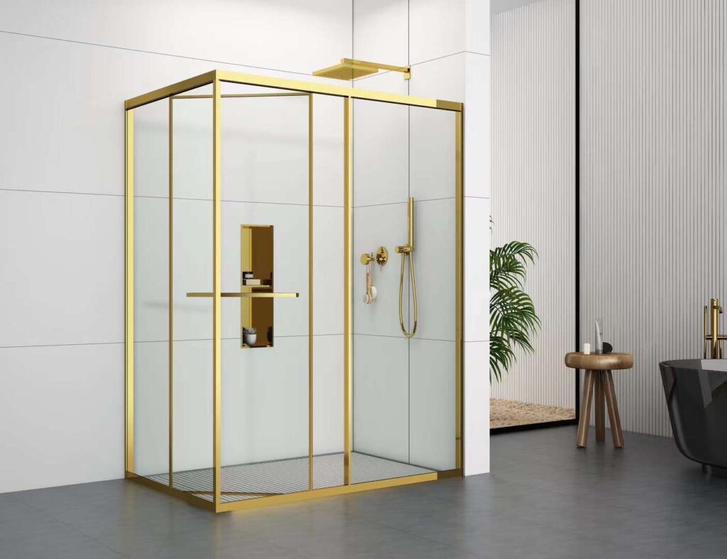 Phòng tắm kính đứng màu Gold